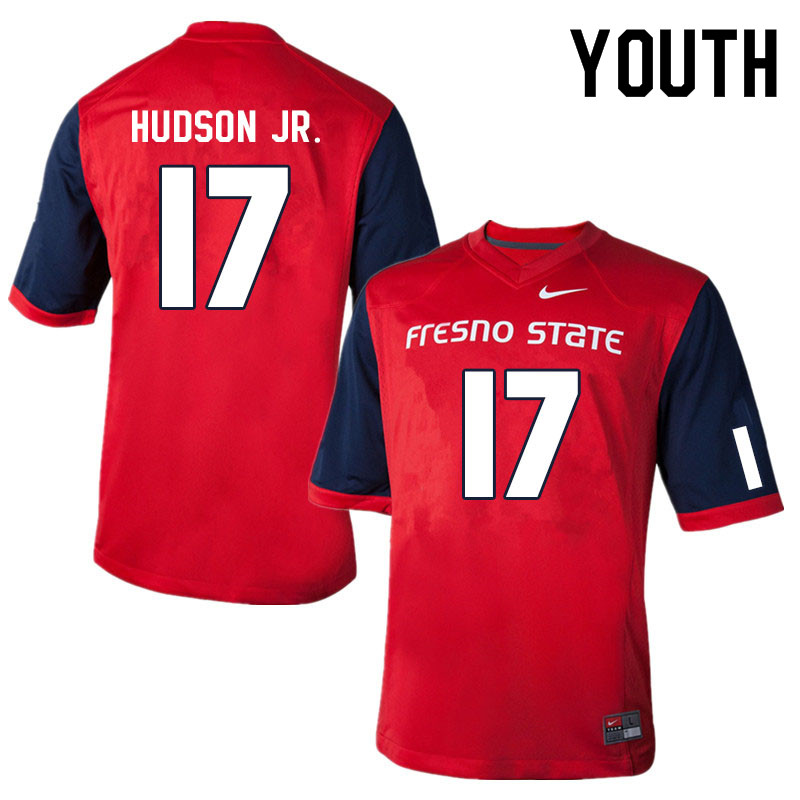 Youth #17 Johnny Hudson Jr. Fresno State Bulldogs College Football Jerseys Sale-Red - Click Image to Close
